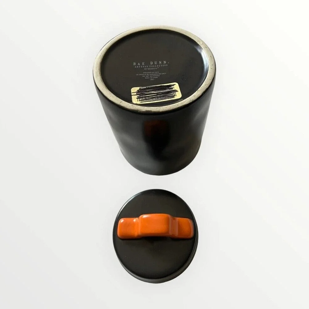 Rae Dunn GOT CANDY? Halloween Black Orange Logo Ceramic Canister With Lid
